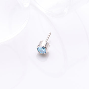 Detail View 1 of Implant Grade Titanium OneFit Threadless Bezel Round Gem Sparkle Top Part-Aqua